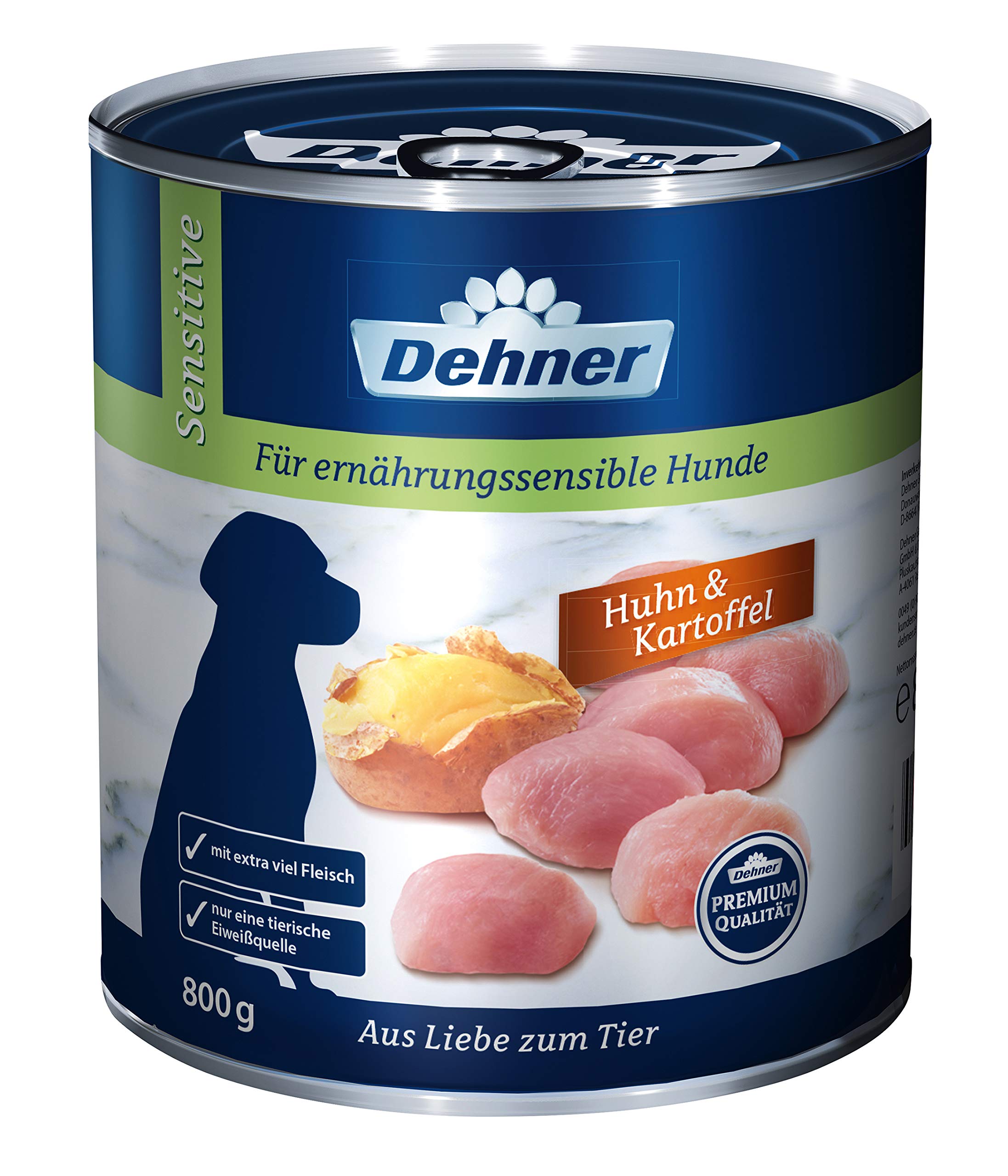 Dehner Selection Sensitive Nourriture pour Chien Poulet + Pommes de Terre, 6 x 800 g (Poids Total 4,8 kg)