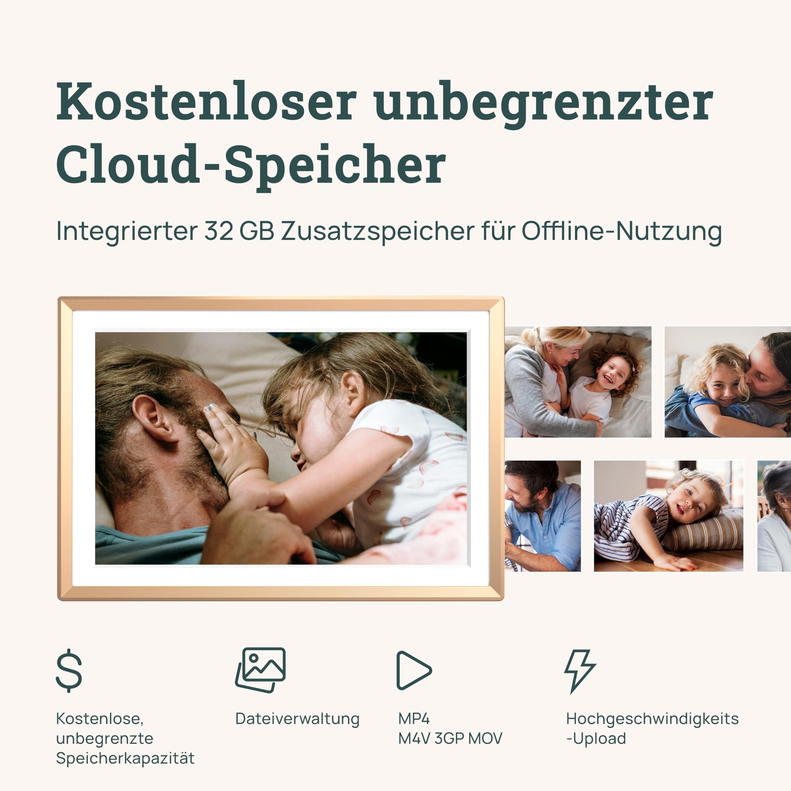 ARZOPA 14 Zoll Metall Digitaler Bilderrahmen Kostenloser Cloud Storage Unbegrenzt Fotos & Videos über App Teilen 1920 * 1200 FHD Touchscreen Elektronischer Bilderrahmen Geschenk für die Familie - D14