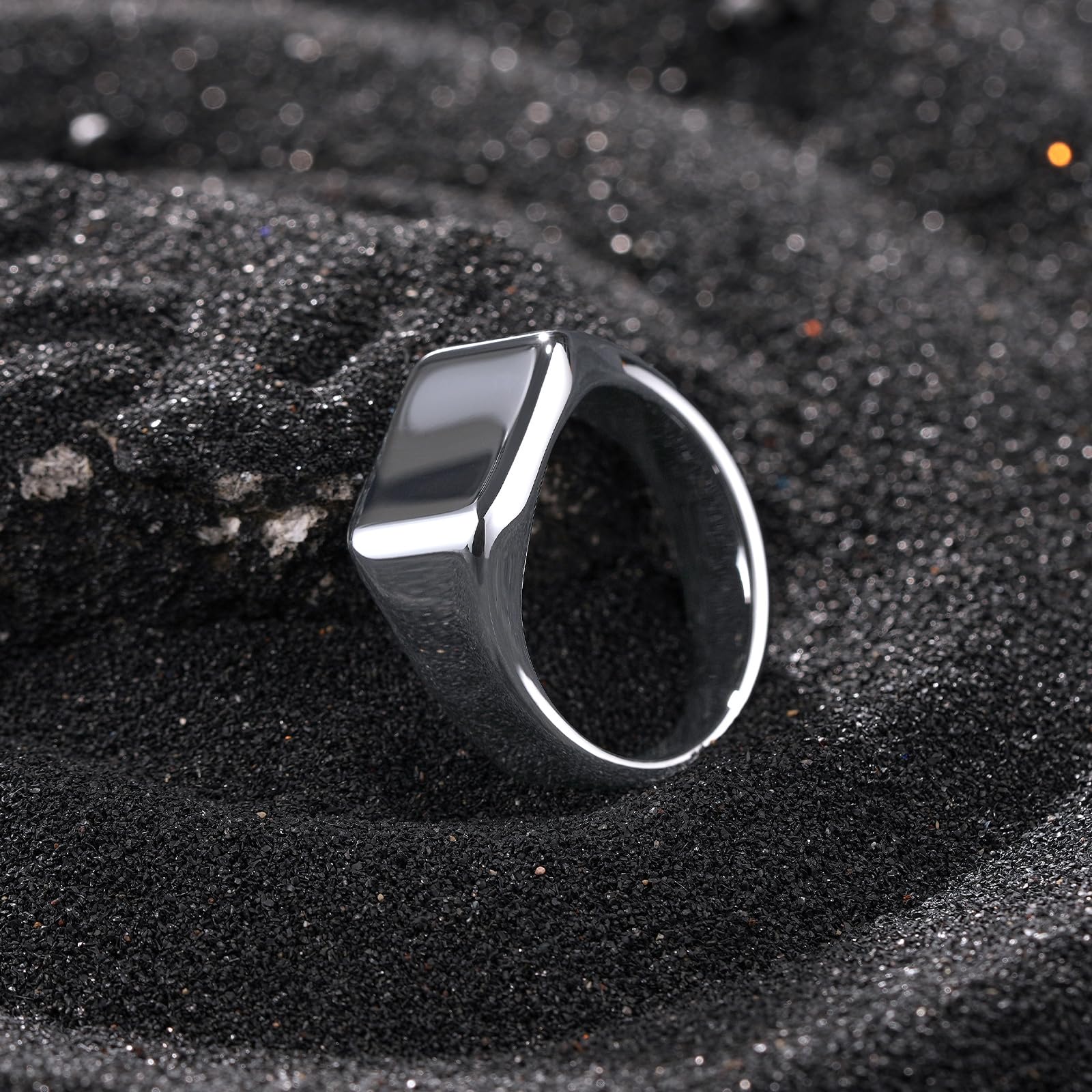 Anillos de sello de tungsteno para hombre, color plomizo/negro, anillo de motociclista para el pulgar, anillo de motociclista para hombre, alto pulido, liso, anillo de declaración de boda, 3