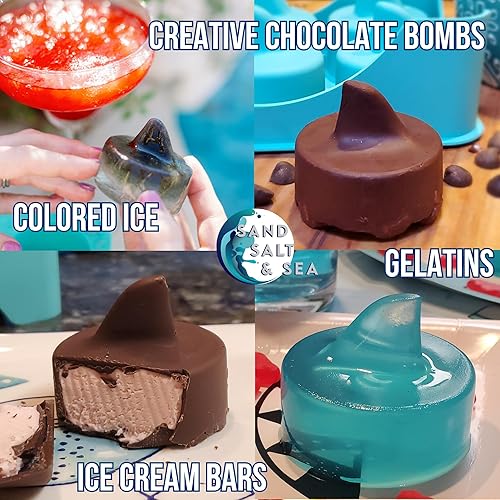 Miniatura 2 de Bandeja de silicona para cubitos de hielo con aleta de tiburón, 100% grado alimenticio, sin BPA, silicona apta para lavavajillas, regalo de fiesta