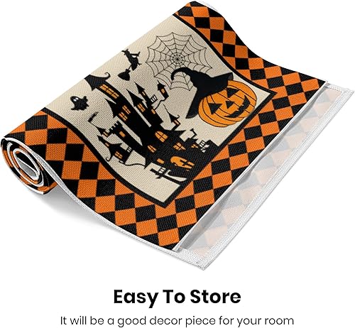 Miniatura 4 de Camino de mesa de calabaza para Halloween, 72 pulgadas de largo, decoración de mesa de Halloween, decoración de fiesta de calabaza para interiores