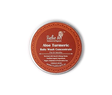 Rustic Art Organic Aloe Turmeric Baby Wash Concentrate For 2+ Months Babies & KIds (100 Gm)