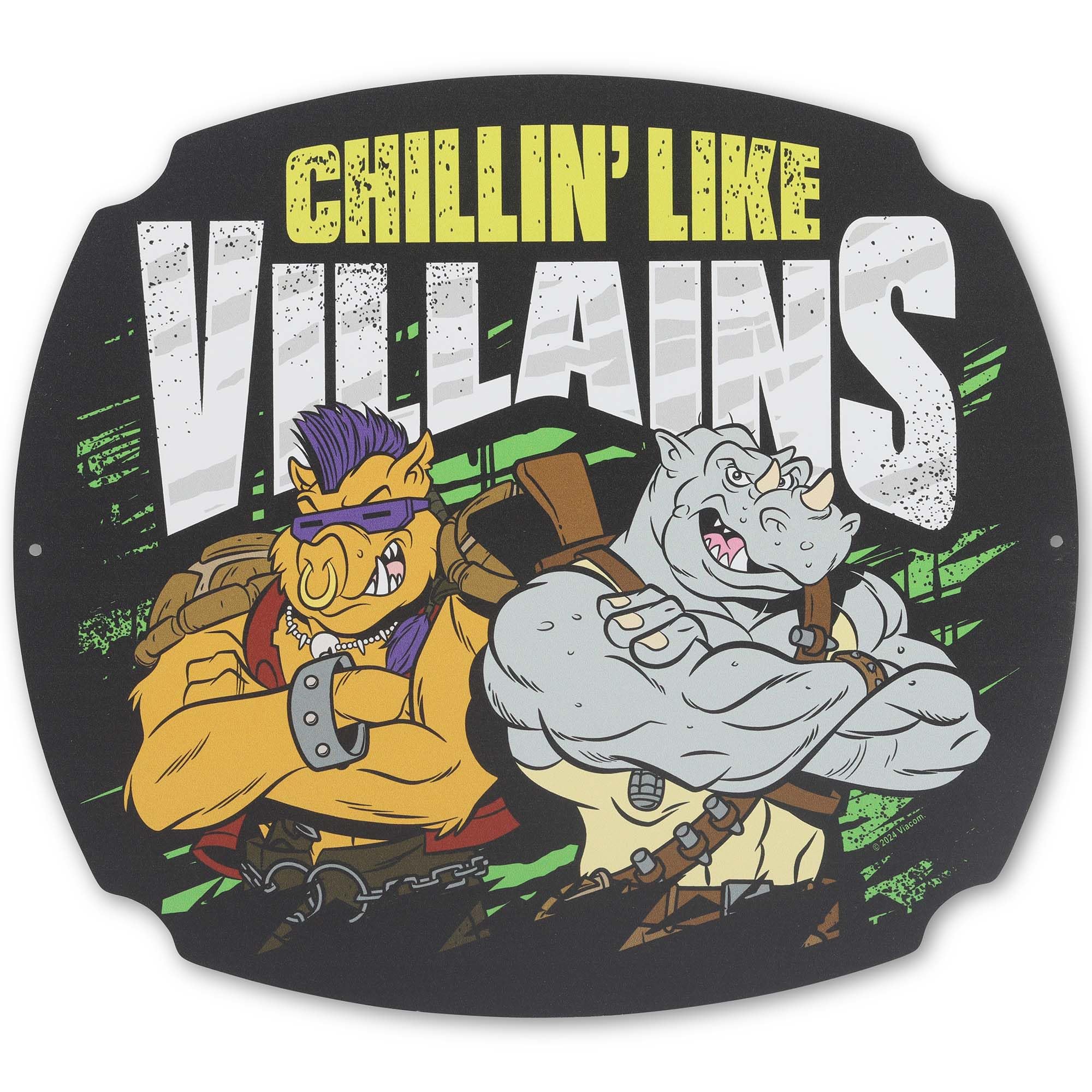 Teenage Mutant Ninja Turtles Chillin' Like Villains Metal Sign - Fun TMNT Bebop and Rocksteady Wall Art for Home