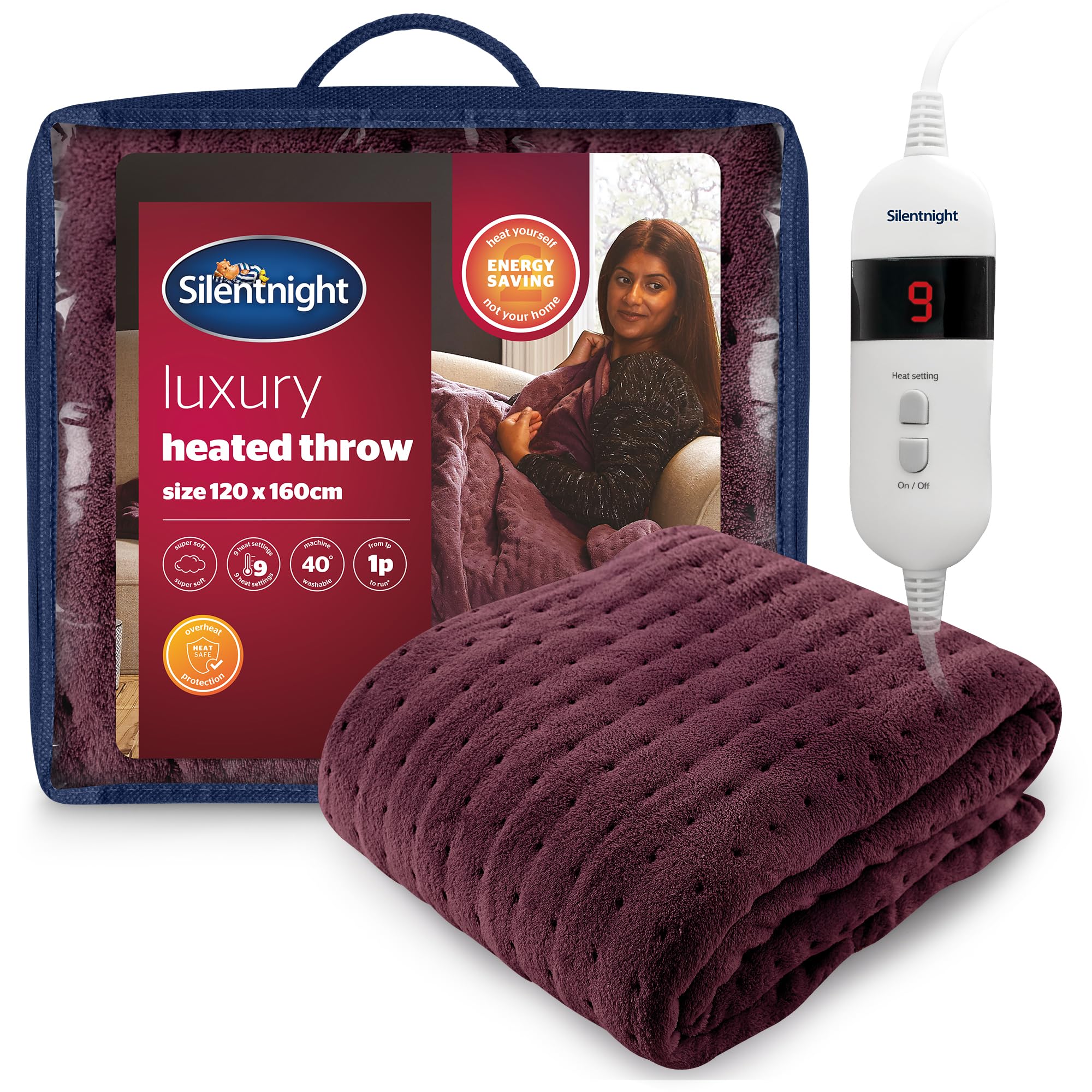 Silentnight Comfort Control Heated Throw Blanket - Luxury Fleece Electric Heated Blanket f...