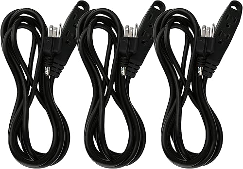 Miniatura 3 de Cable de extensióncable de alimentación, interiorexterior, 163, 3 salidas, 15 pies, certificación UL, negro, (paquete de 3)