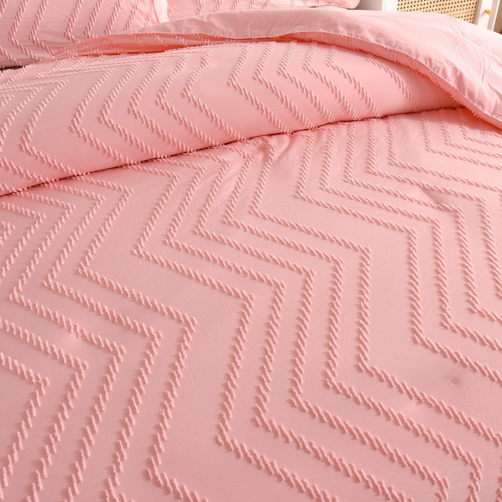 ALEjon Juego de Funda Nórdica Geométrica Rosa - 220X240 cm - Microfibra - 3 Piezas - 230X260cm