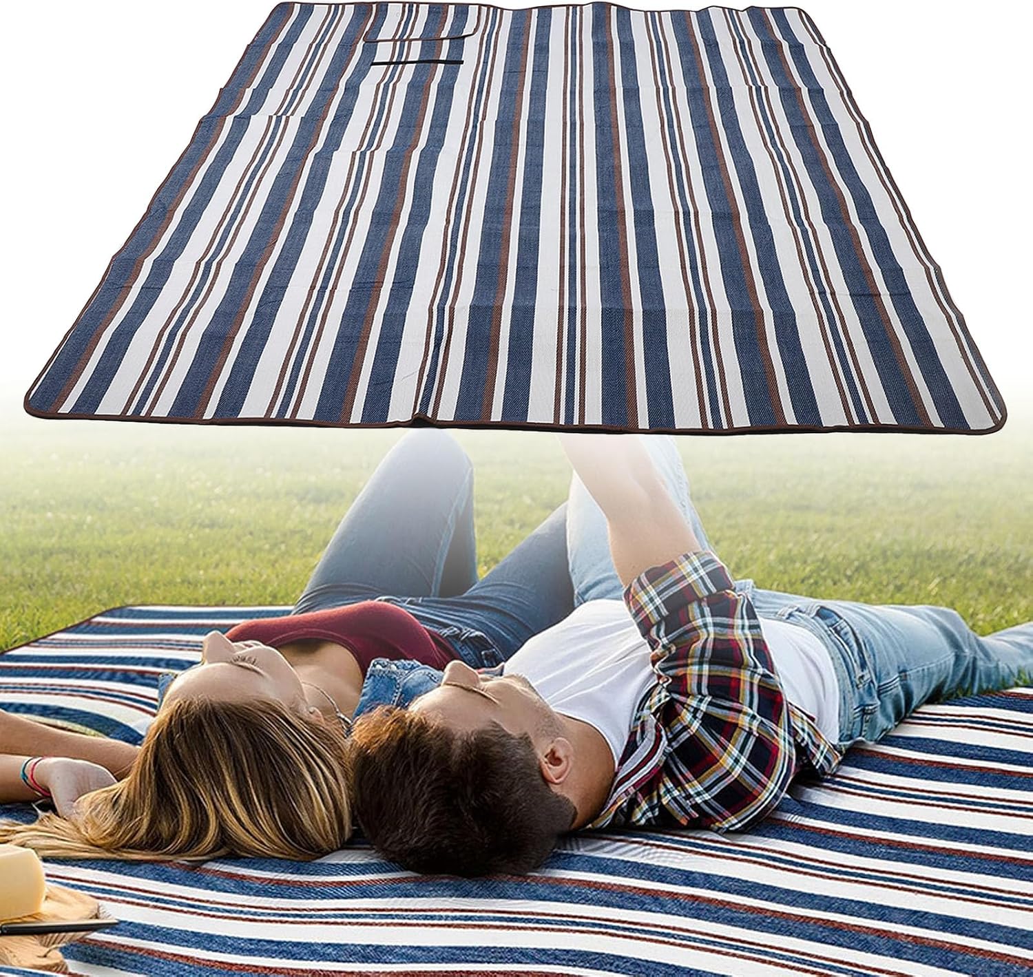 GOTOTOP Portable Picnic Blanket,Water, Damp Proof, Thickened Oxford Cloth,Washable,with Top Handle,Key Hook,for Family Outings,Beach Trips