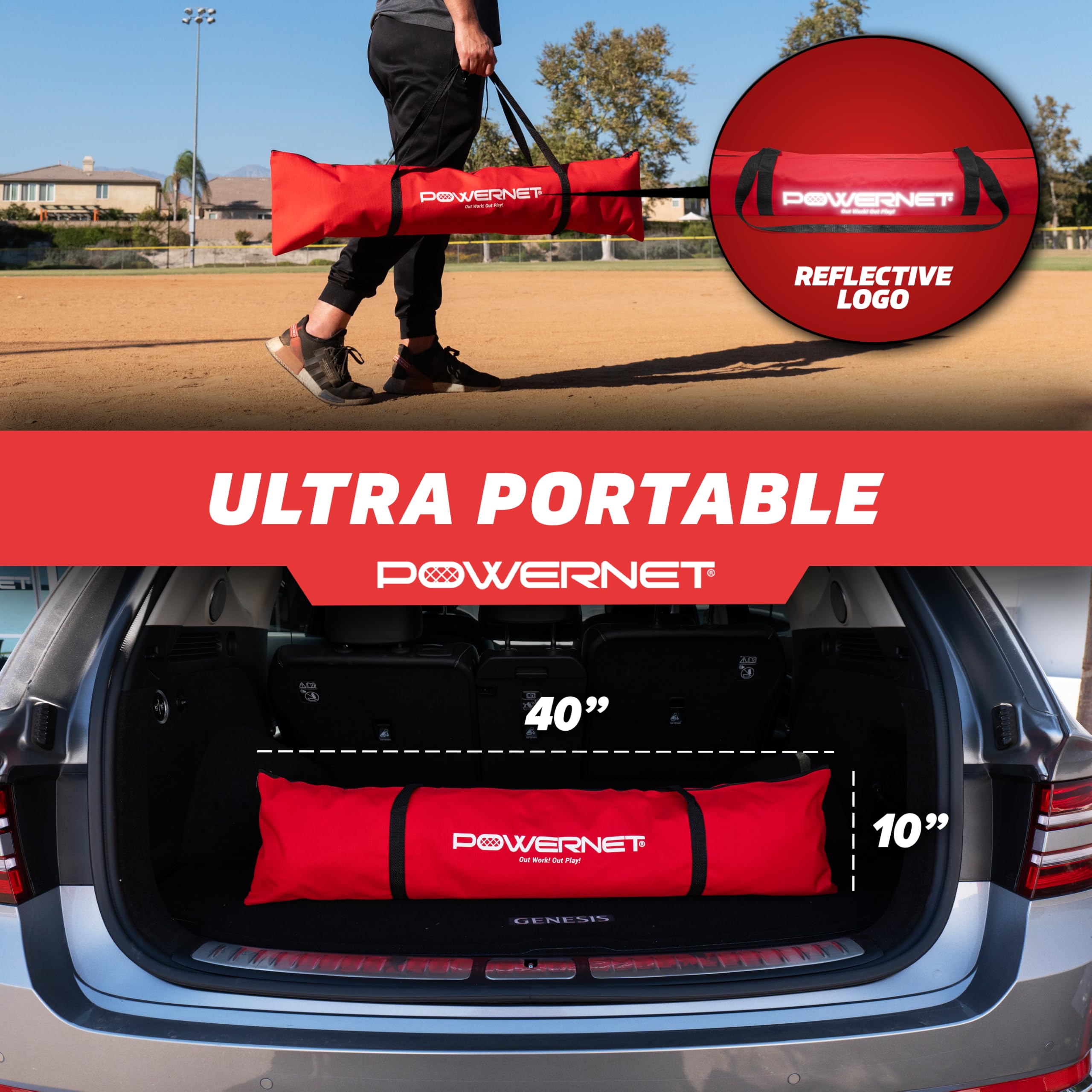 Powernet Corbin Carroll 5x5 Practice Net Bundle, Baseball Softball Coaching Aid, Compact Lightweight Portable, Hitting Pitching Training