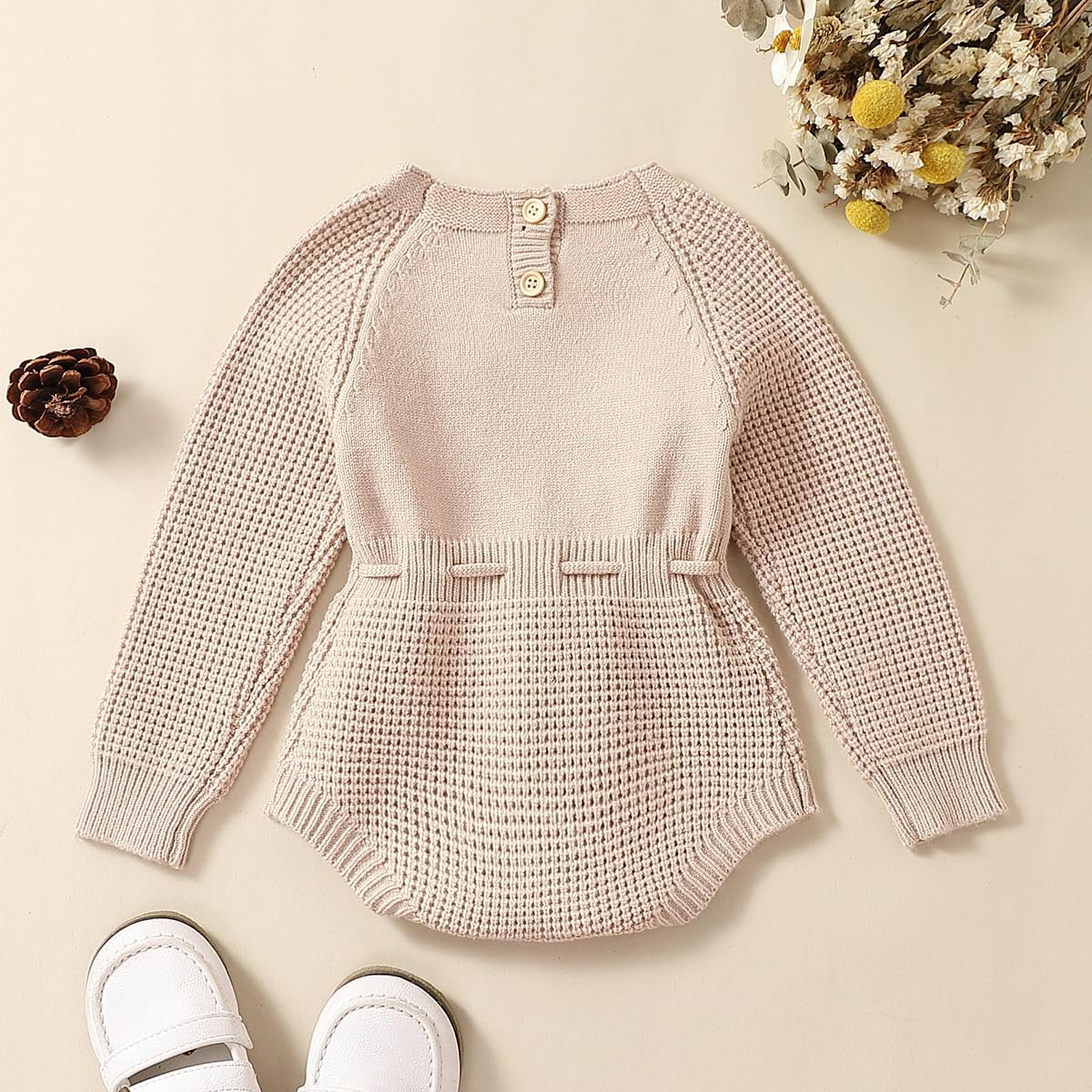 Baby Girl Knitted Romper Sweater Long Sleeve Knit Embroidery Floral One Piece Bodysuits Warm Fall Winter Clothes