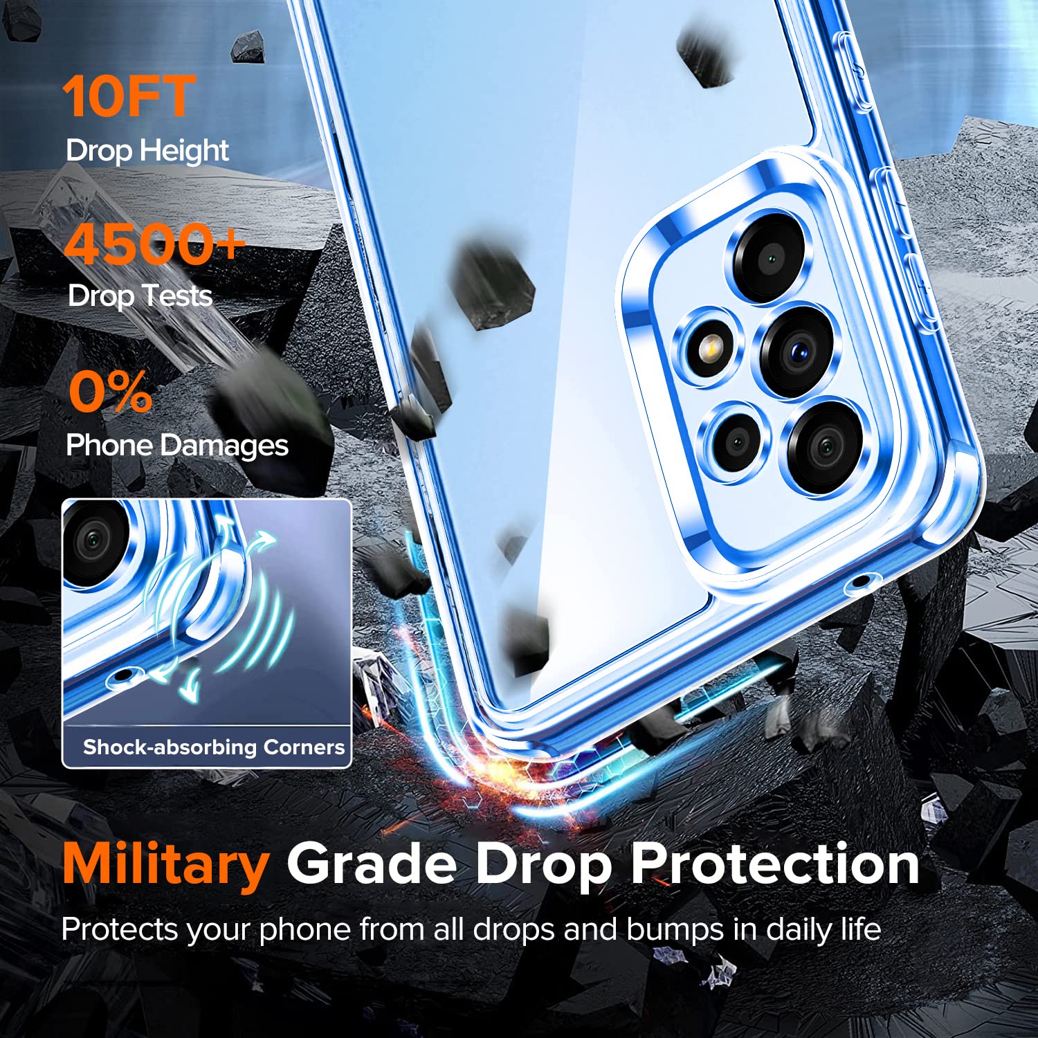 iVoler Anti Ingiallimento Chiaro Cover per Samsung Galaxy A53 5G, [Protezione Fotocamera] Trasparente Sottile Antiurto Custodia Case con Paraurti Assorbimento degli urti
