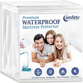 100% Waterproof Mattress Protector Queen - Luxury Soft Bamboo Viscose Mattress Protector - Ultra Leak-Proof Mattress Cover...