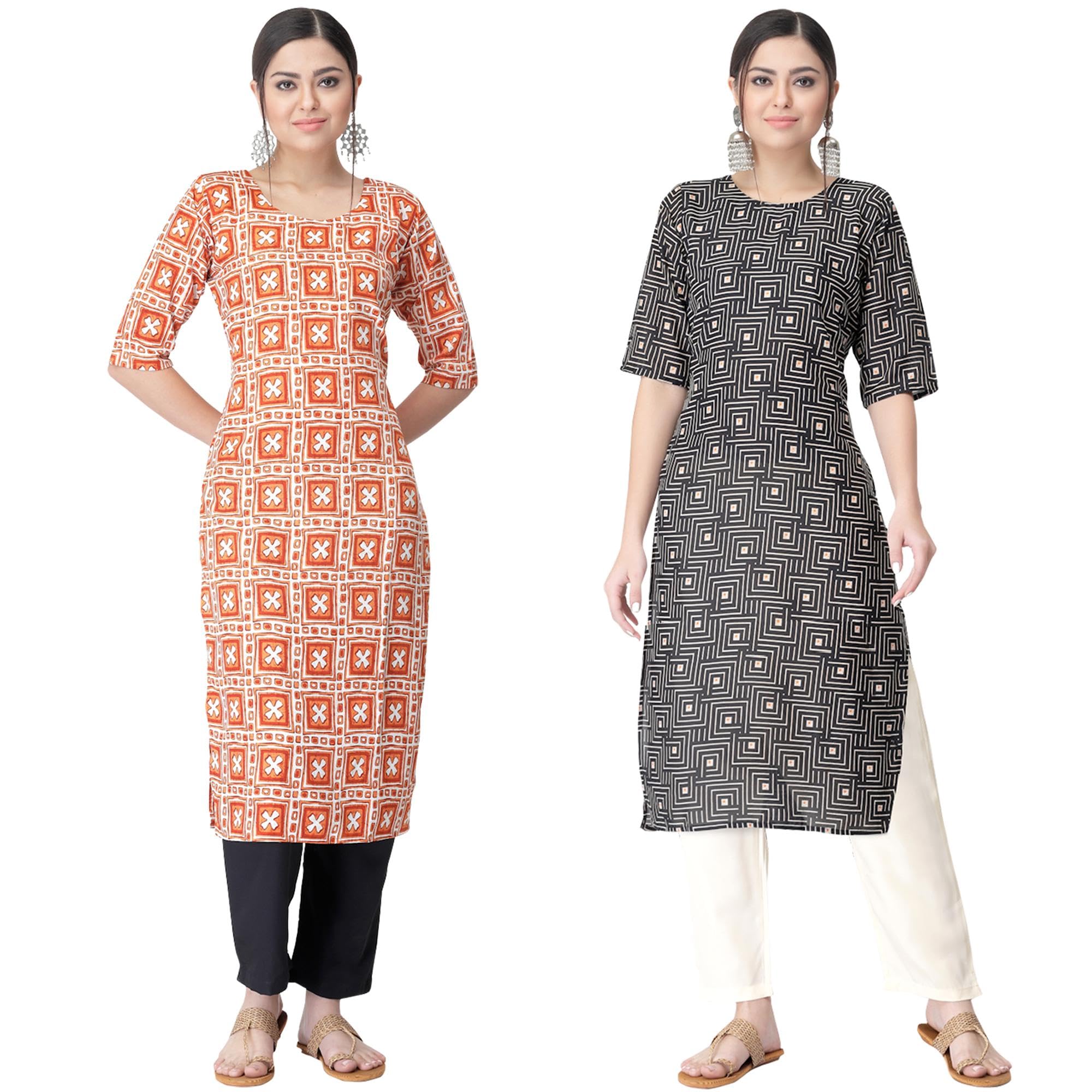 Tee Projekt Versatile Crepe Kurti & Pant Set For Women Printed Kurta Set