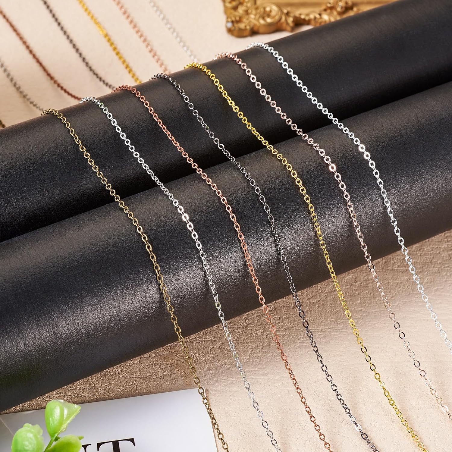 Beadthoven 32.8Ft Brass Flat Cable Chain for Jewelry Making 2mm Red Copper Flat Cross DIY Necklace Chain Bracelet Jewelry Finding Chains Extender Chains Bulk for Jewelry Making Supplies - Image 4