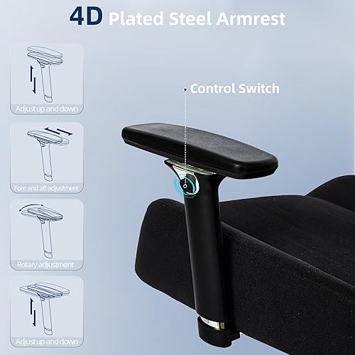 Miniatura 4 de Silla de oficina de 500 libras, silla de escritorio ergonómica de malla para personas pesadas, silla de oficina resistente con cojín de asiento