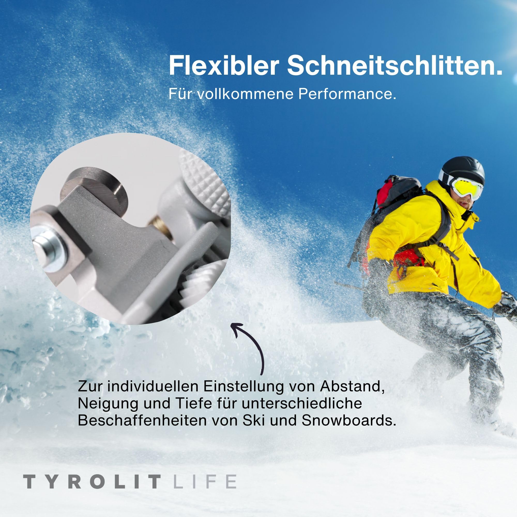 Tyrolit Life Seitenwangenabzieher - Präzise und schonende Kantenbearbeitung für Ski und Snowboard - Die perfekte Grundlage für saubere Kanten - Flexibel einstellbar