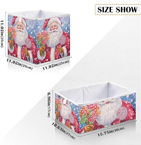 Miniatura 2 de Christmas Santa Claus Candies Cube Storage Bin Fabric Storage Cubes Foldable Storage Box Large Closet Organizers Baskets Containers for Shelves Home