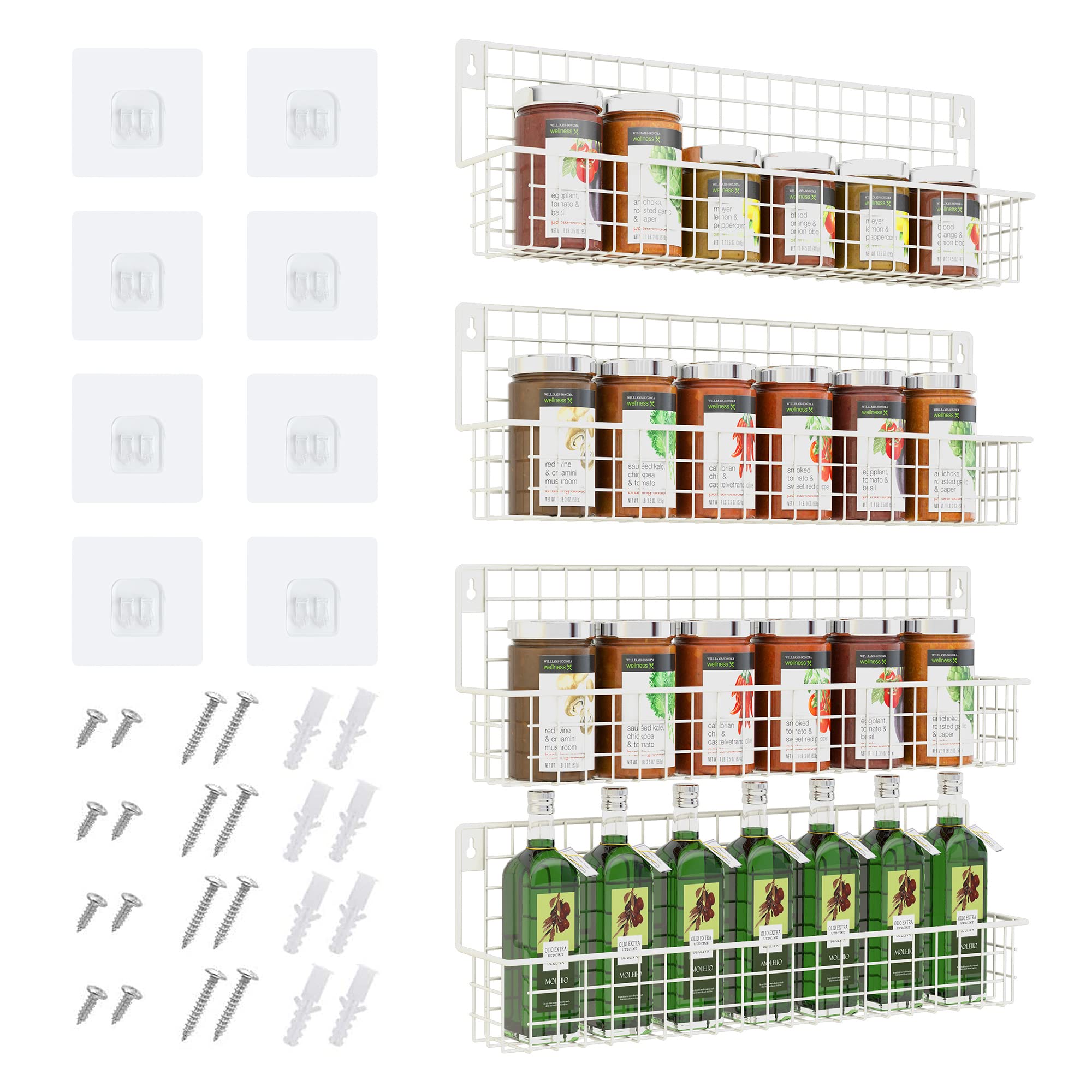 meluke Wall Mounted Spice Rack Organizer for Cabinet Door, 4 Tier Metal ...