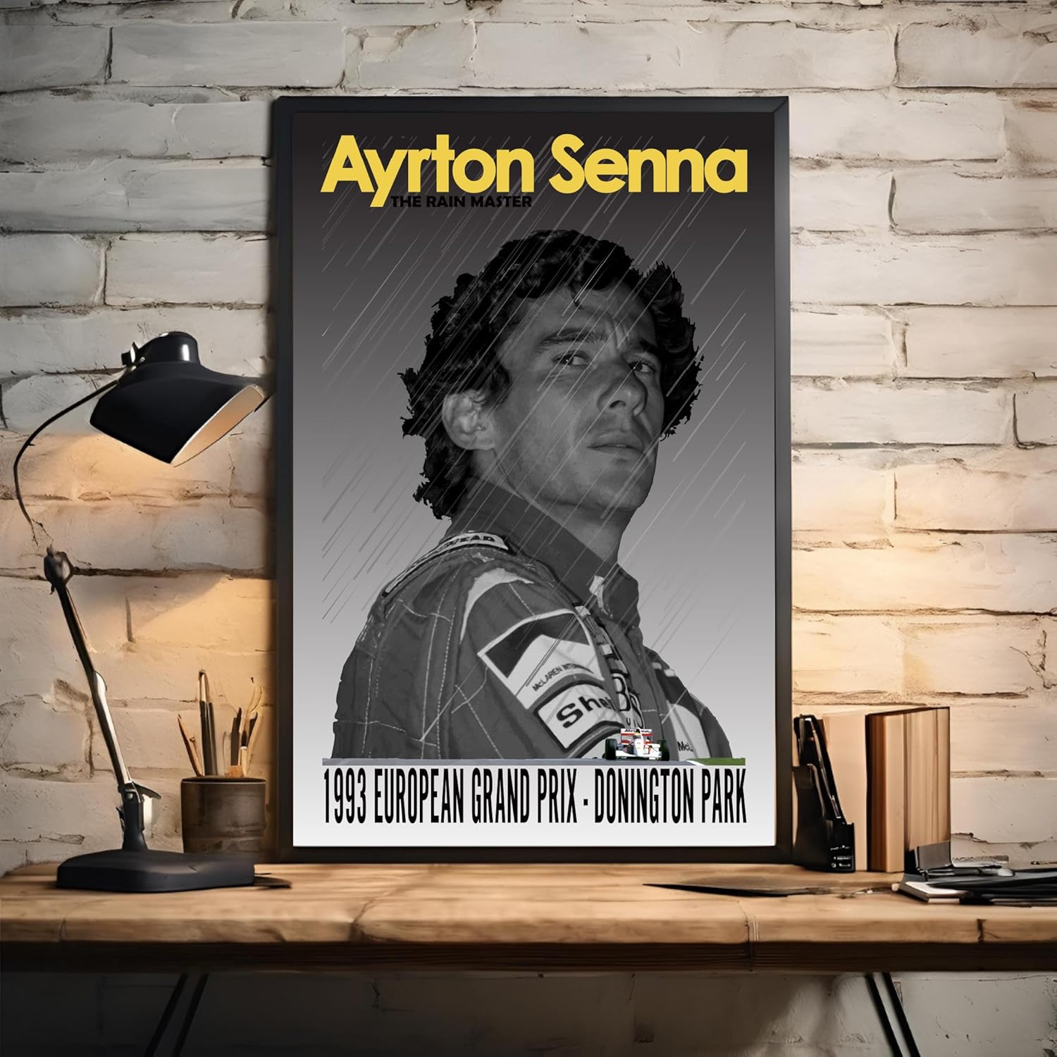 Ayrton Senna the Rain Master Poster | 1993 Donington Park Wall Art | Formula Racing History Art Print | Best Home, Office, Garage Décor Gift for F1 Fans