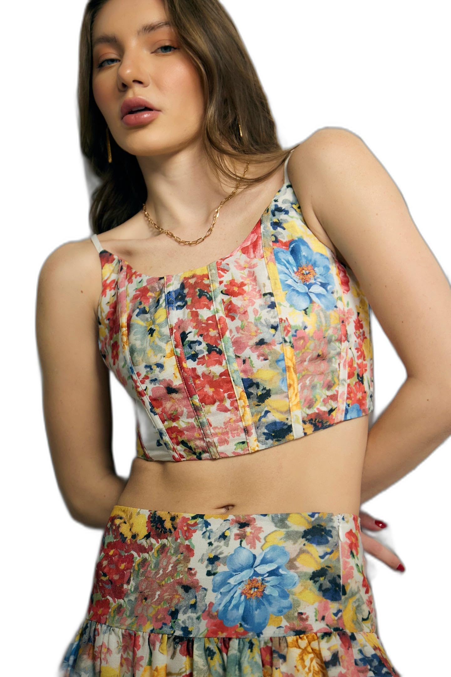 virgio Women's Printed Corset Top Multi Color Structured Design Fashion Clothing with Contemporary Silhouette for Travel Gatherings Brunch Outings Special Events and Modern Styling Looks-picture-10