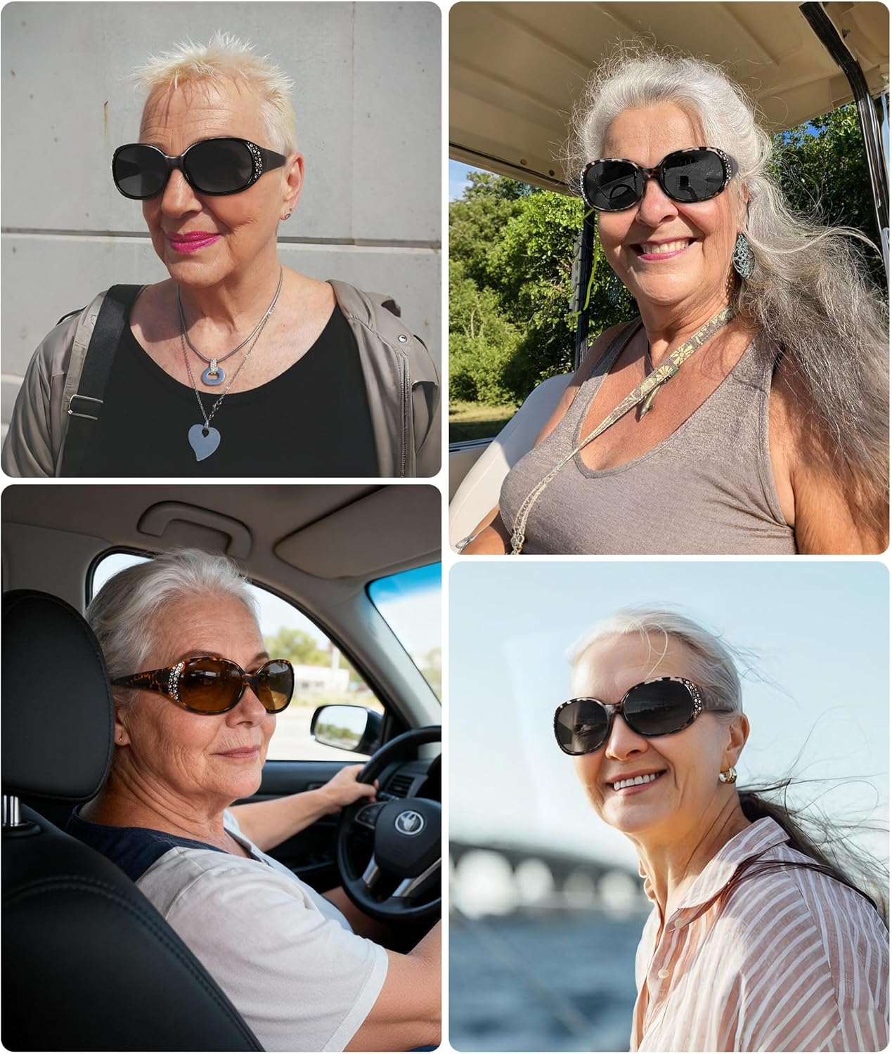 MEETSUN Retro Polarized Sunglasses for Women Trendy Rhinestone 60s 70s 80s Classic Driving Sun Glasses UV Protection