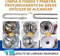 Vista 6 de Tabletas Limpiadoras para Lavadora Paquete de 24 Descalcificador Potente - Limpieza Profunda para Lavadoras HE de Carga Frontal y Superior Seguro