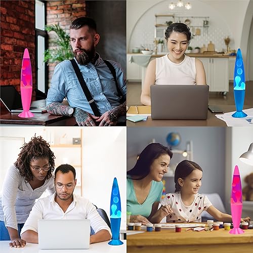 Miniatura 6 de Jambo Hermosa lámpara líquida de 16 pulgadas, base azul, líquido azul, cera blanca y base rosa, líquido morado, cera rosa, paquete doble, luz