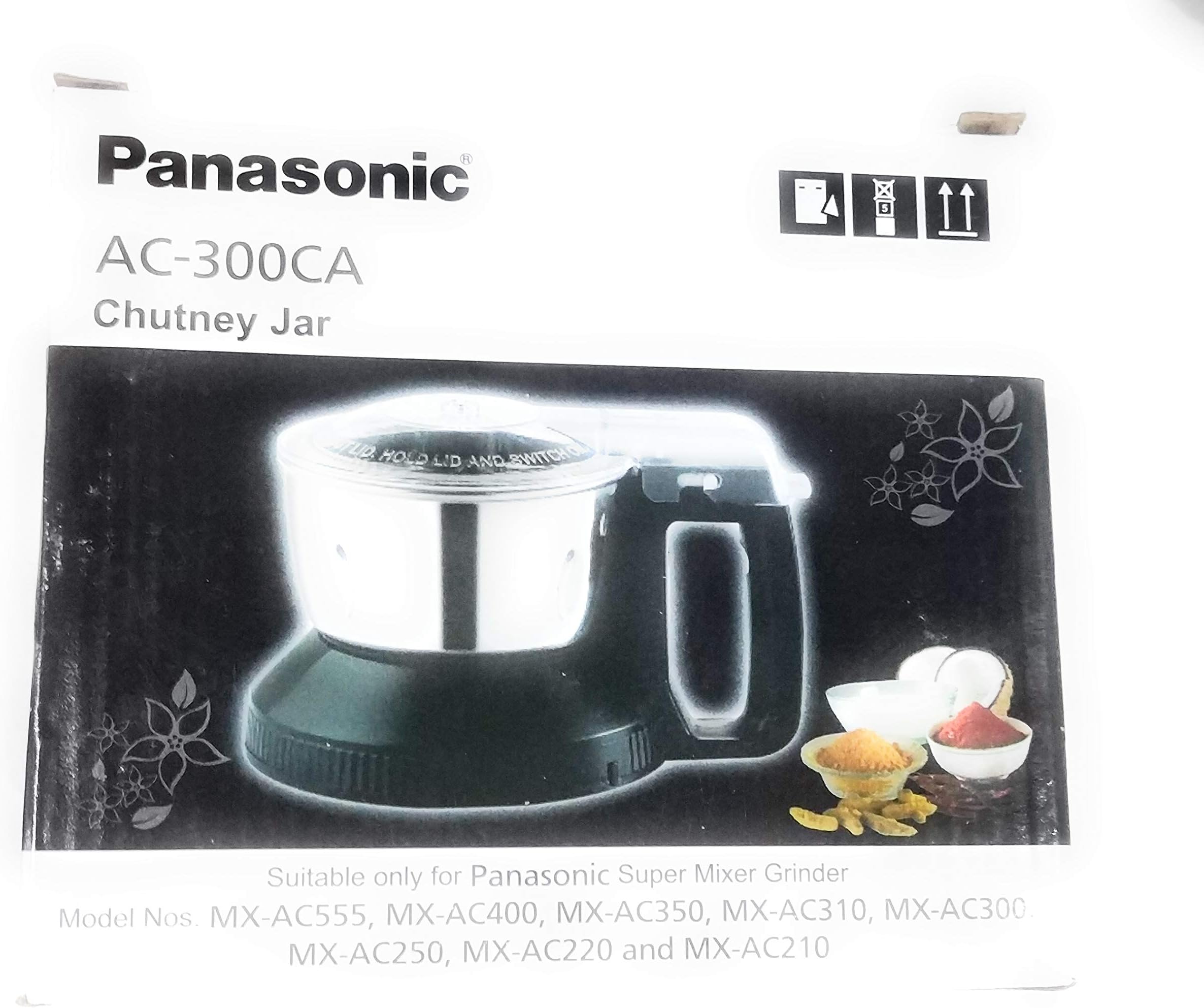 Panasonic AC-300CA 400 ML Chutney Jar Steel With Safety Lock (White) (Suitable For MX Series Models AC560, AC555, AC460, AC400, AC360, AC350, AC310, AC300, AC250, AC220, AC210)