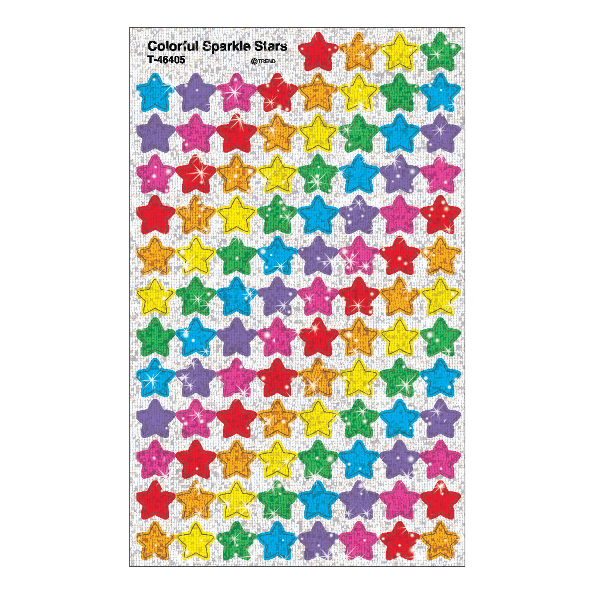 TREND SuperShapes Stickers, Colorful Sparkle Stars, 1/2", Assorted Colors, Pack Of 400