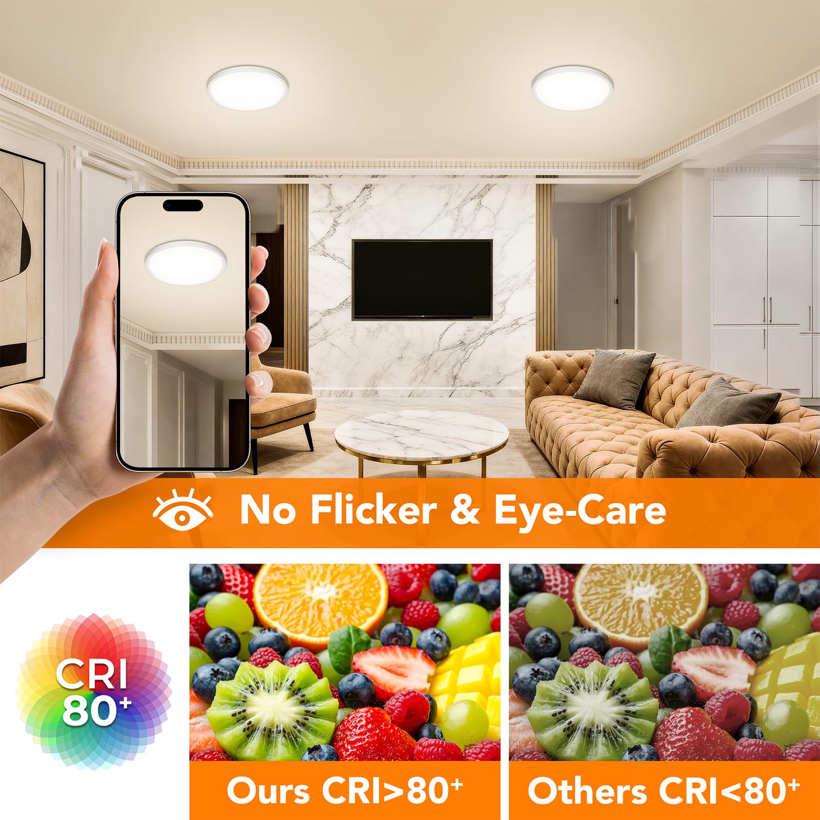 Plafoniera LED Soffitto, 32W 3200LM Lampada da Soffitto Ultrasottile, 3000K/4000K/6500K, moderna IP44 Impermeabile Lampada per Soggiorno, Bagno,Camera da Letto,Cucina,Ø40CM