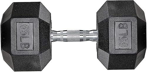 LIFERUN Mancuernas hexagonales de hierro fundido con revestimiento de goma, color negro, mancuernas de 60 a 75 libras