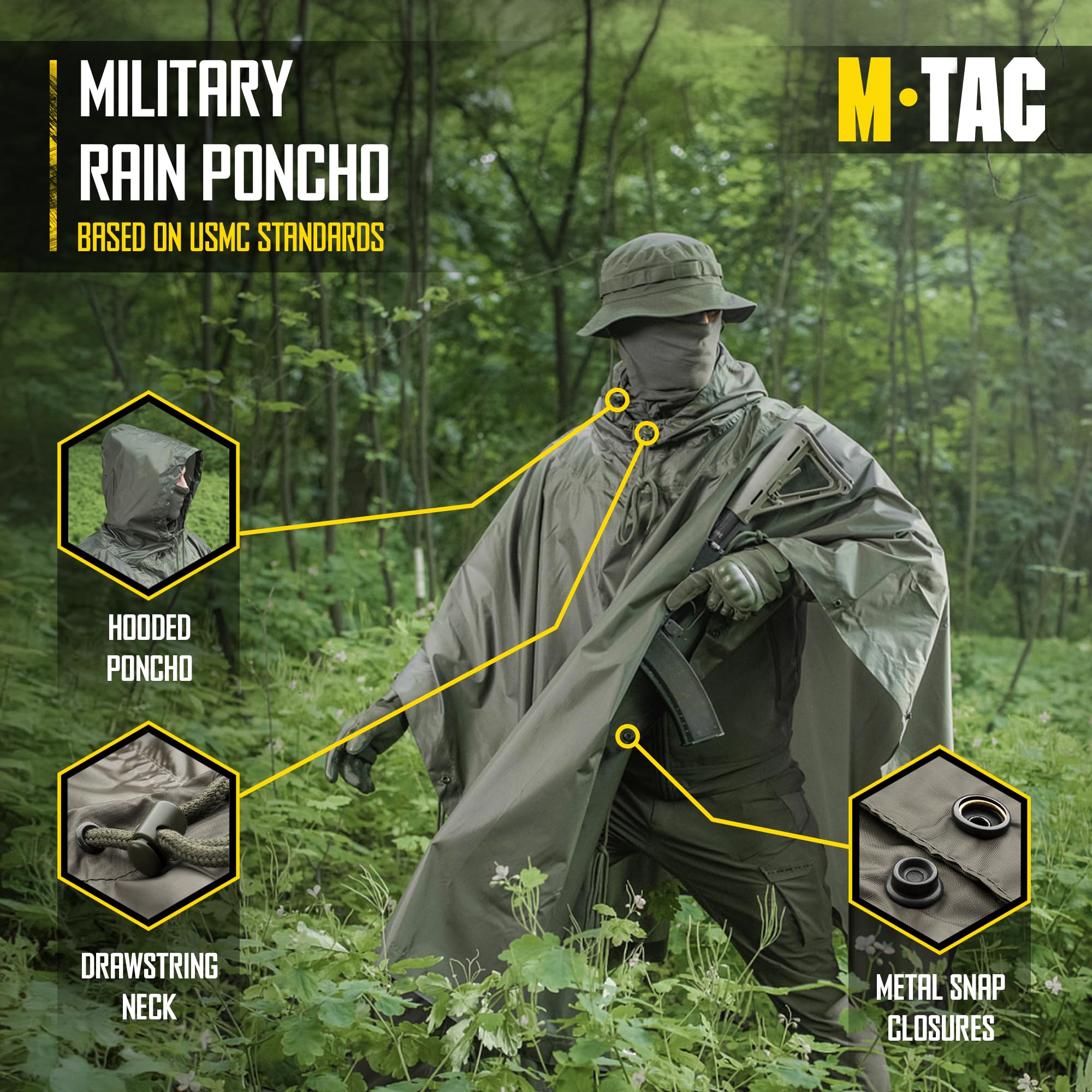 M-Tac Poncho - Impermeable militar para hombre