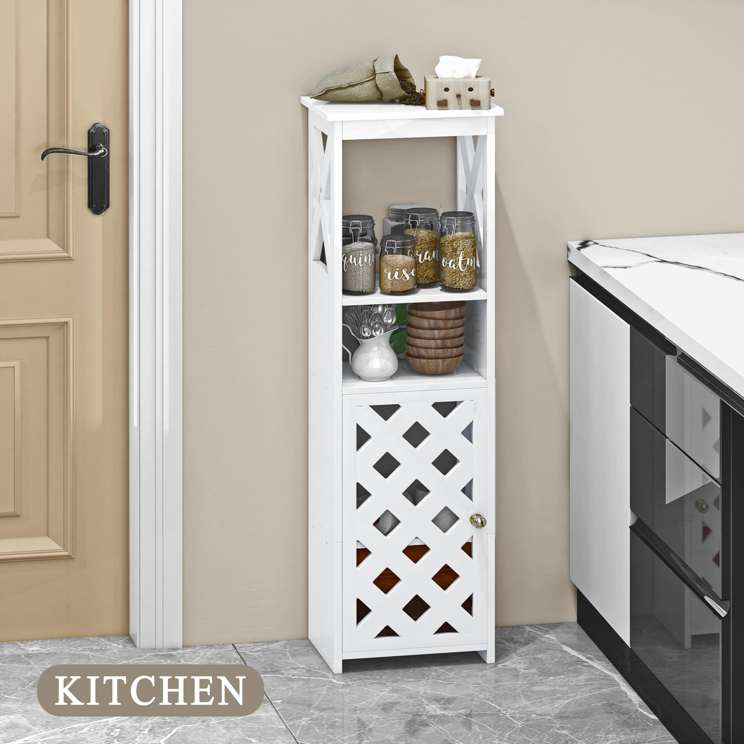 Amazon.com: BYFU 5-Tier Bathroom Storage Cabinet, White Bathroom
