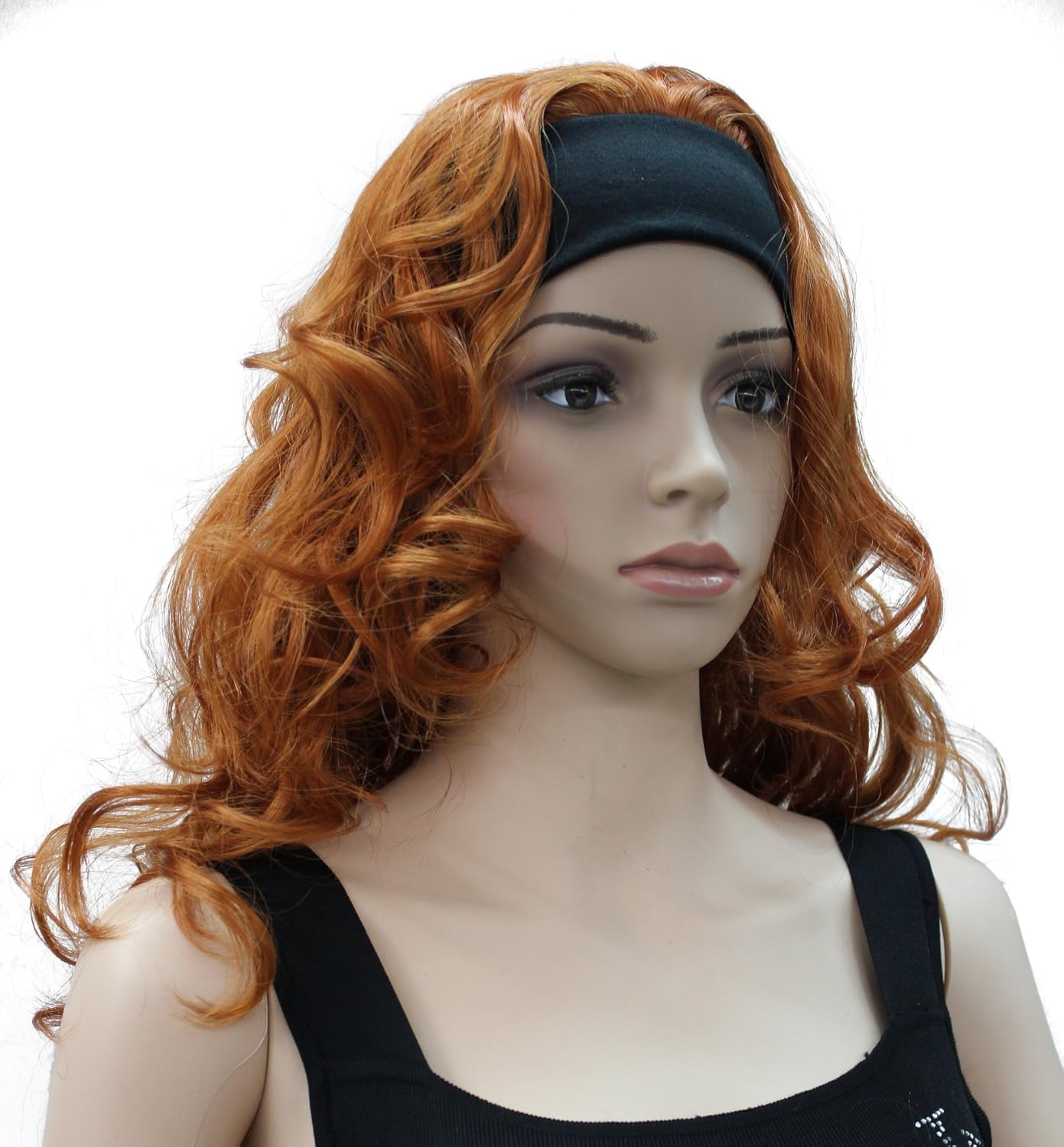 Wiginway 3/4 Band Headband wig Women's Fox Red Long Curly Wigs for Women ladies wigs