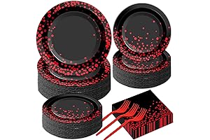 Lavish 50-Piece Red and Black Party Supplies Set for Your Memorable Occasion