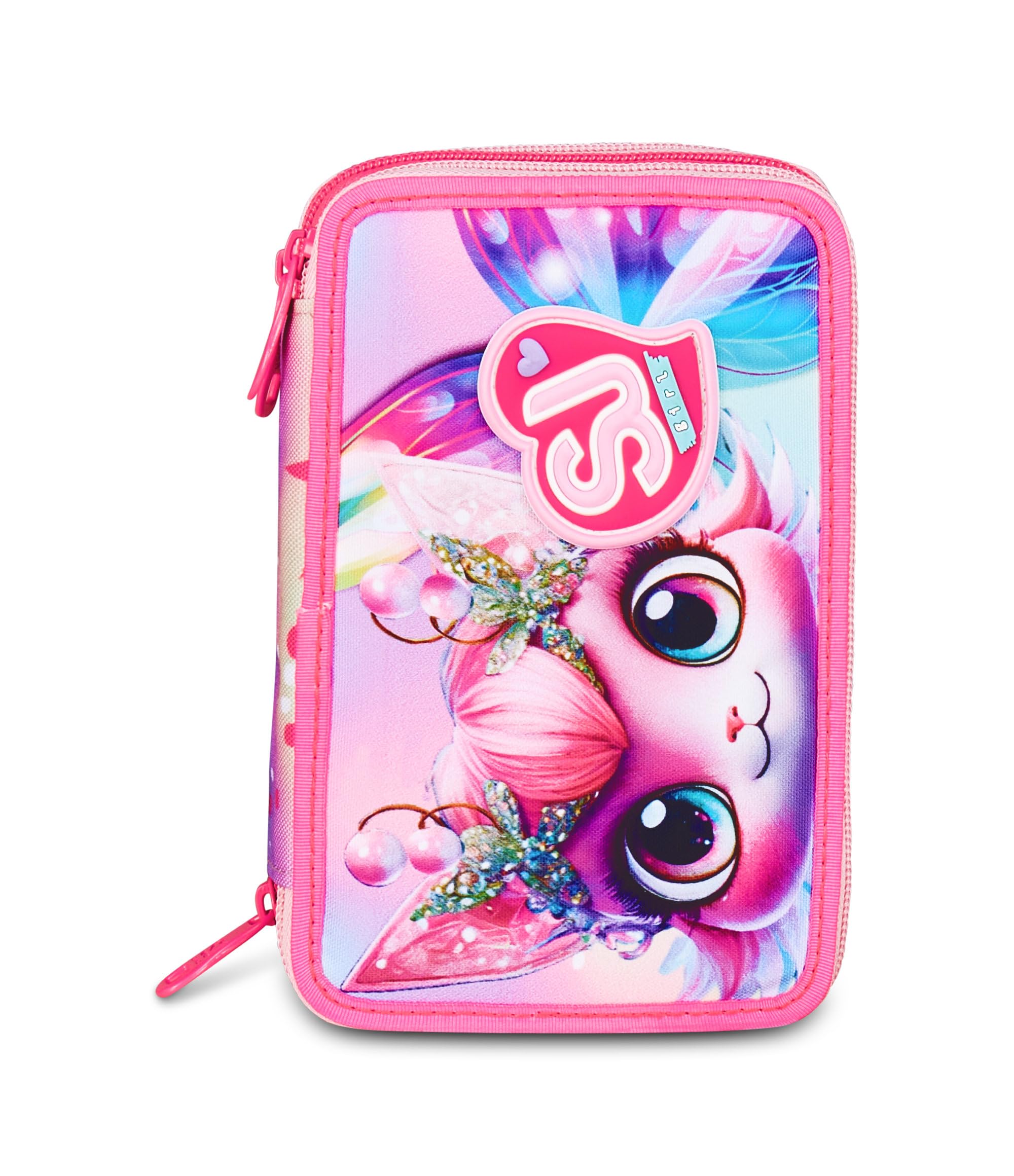 SJ GANG STYLE JAM GANG Astuccio Scuola 3 Zip Rosa Portapenne Triplo Scomparto
