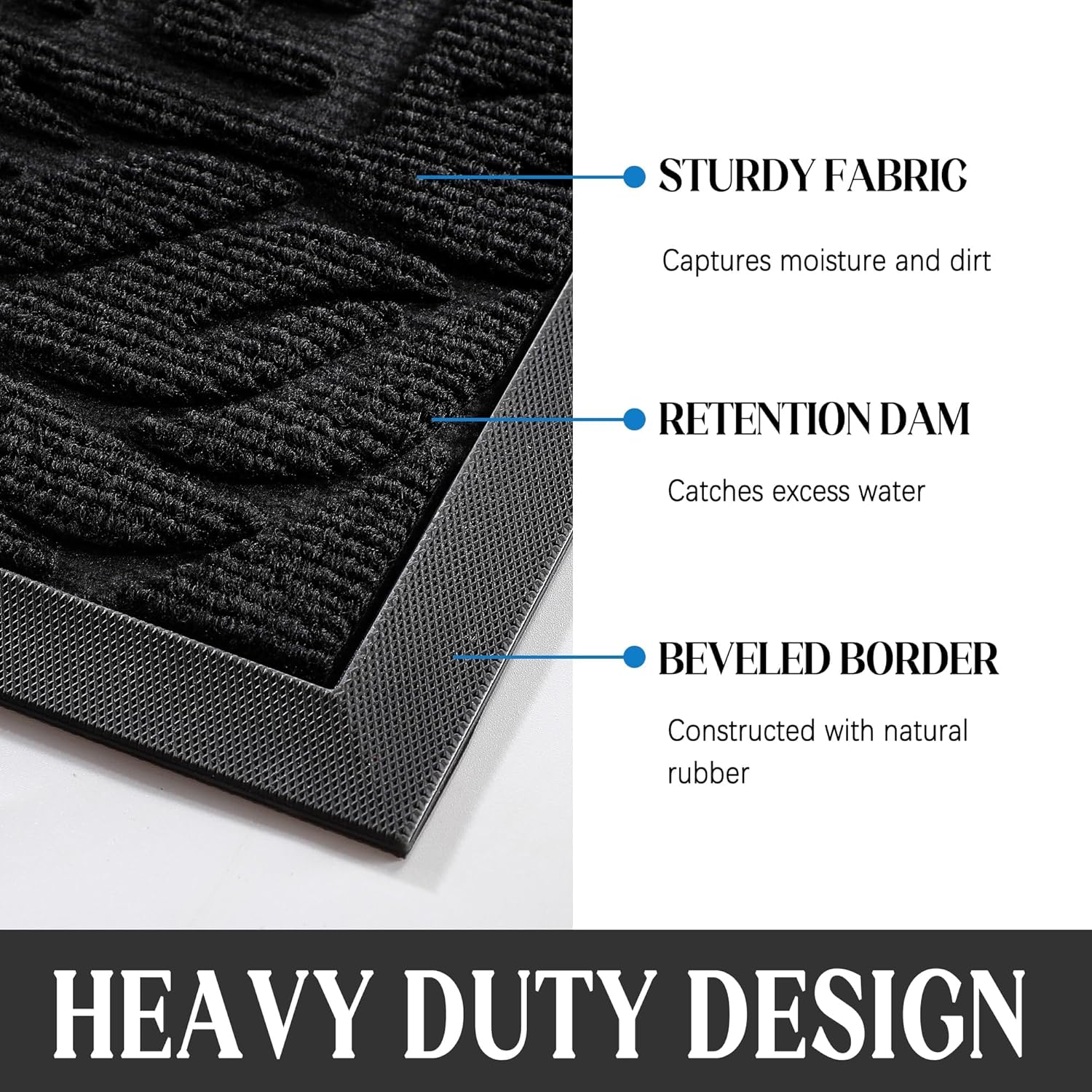 Yimobra Large Welcome Mat 36x24, Waterproof Non-Slip Outdoor Mats for Front Door Outside Entrance, Low-Profile Entryway Mat Indoor for Garage Patio, Black