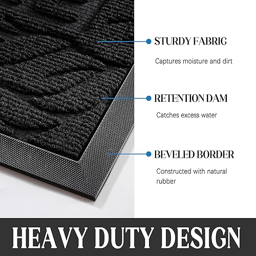 Vista 10 de Yimobra Tapete de bienvenida grande de 47 x 32 pulgadas, impermeable, antideslizante, para puertas delanteras, entradas exteriores, tapete de Beige