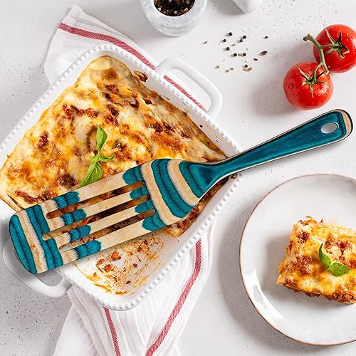 Miniatura 3 de Baltique Mykonos Collection 13" Wooden Spurtle Spatula – Colorful Birch Wood Cooking Utensil, Nonstick Safe, Versatile Stirring & Serving Tool