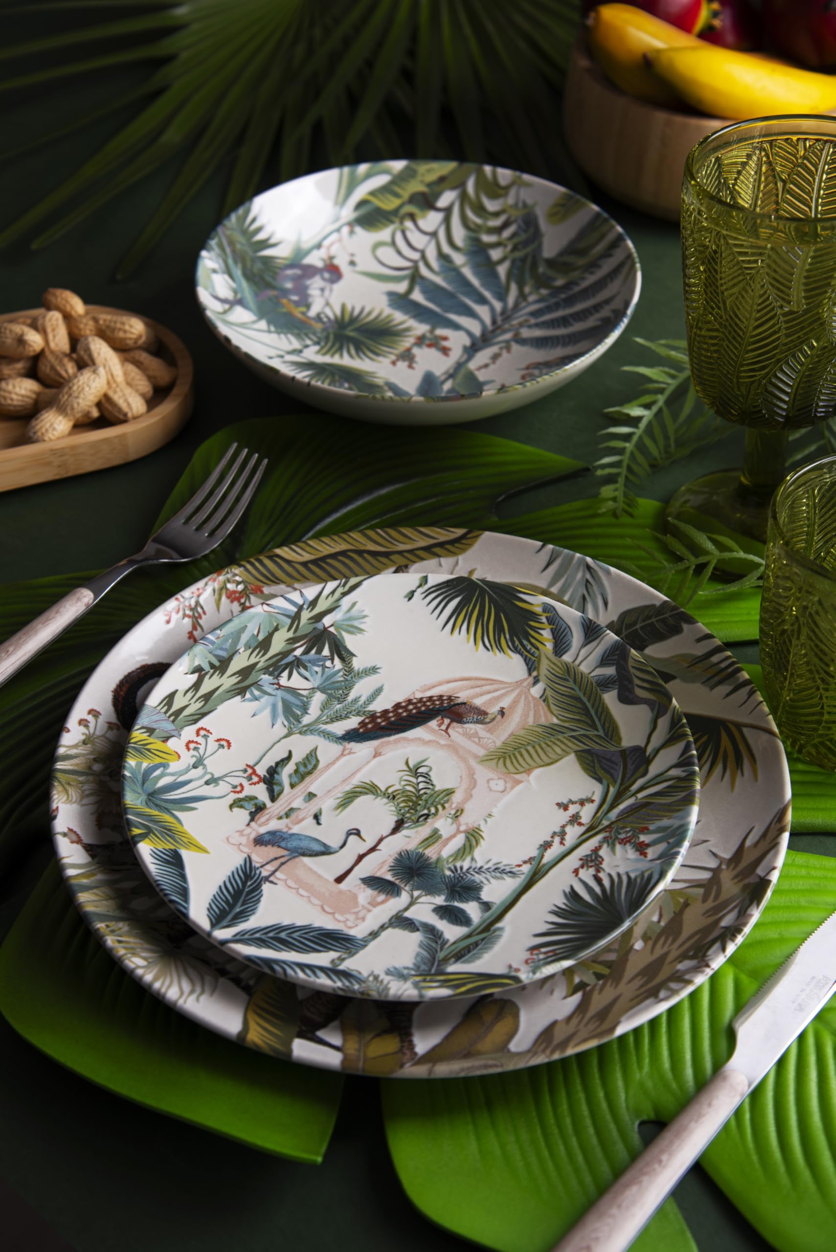 Excelsa Kabir Servizio Piatti 12 Pezzi, Ceramica, Set 4 Persone, Multicolore
