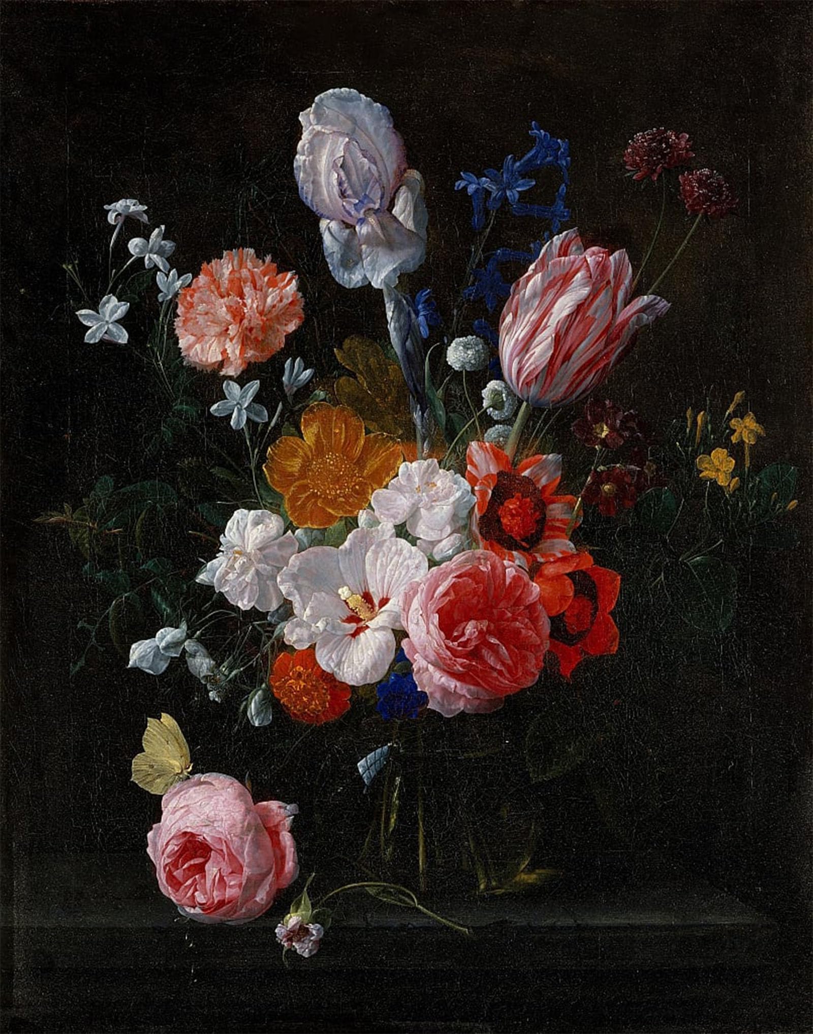 POSTERIIk Famous Modern Artwork Art Mural a Bouquet of Flowers in a Vase by Nicolaes Van Veerendael Oil Paintings Pictures for Home Decor 60x90cm