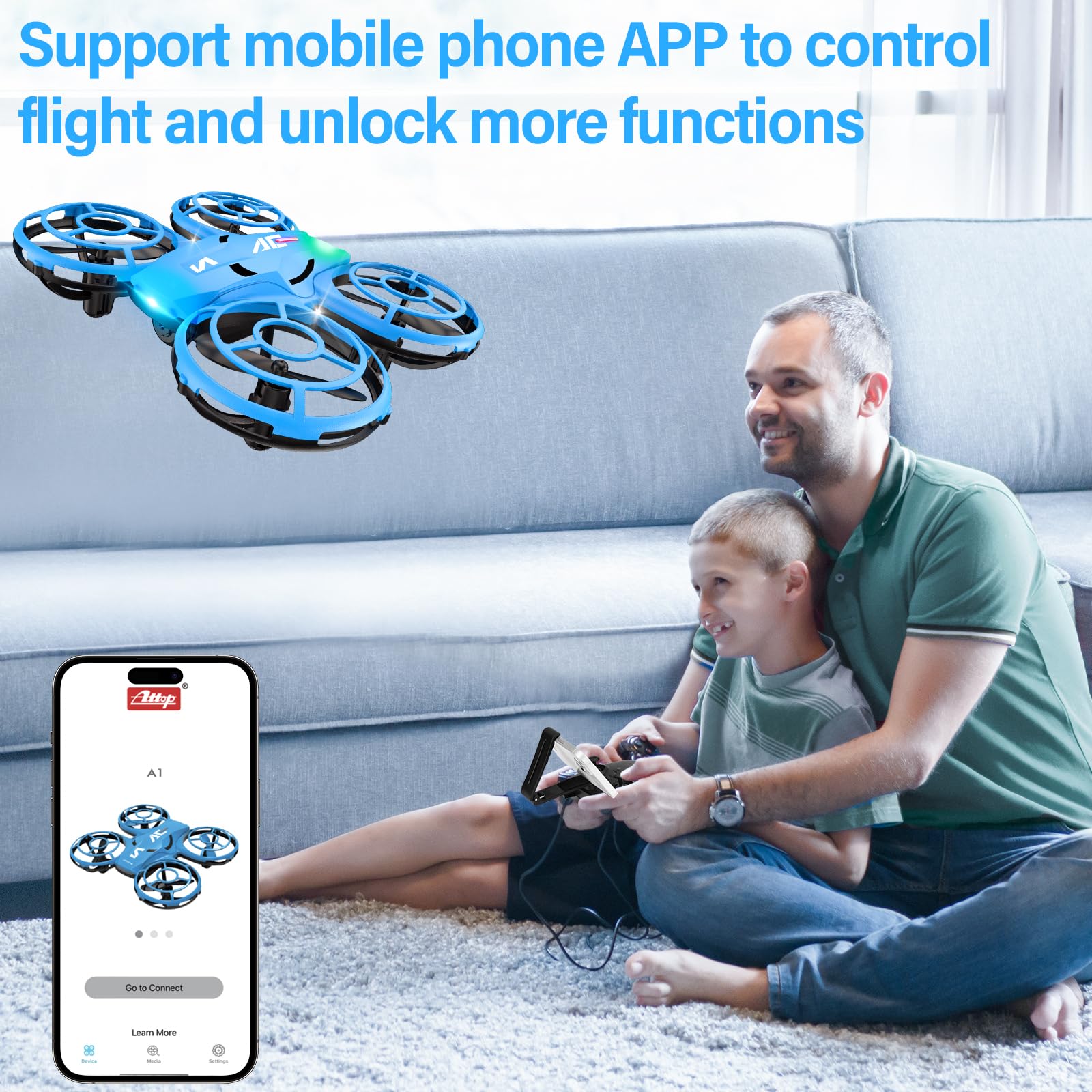 Fileeyn Mini Drone per Bambini, con Fotocamera HD 1080p, Controllabile tramite App Quadricottero RC con Luci a LED, Protezione dell'Elica con Flip 3D, Regalo Giocattolo per Bambini e Principianti