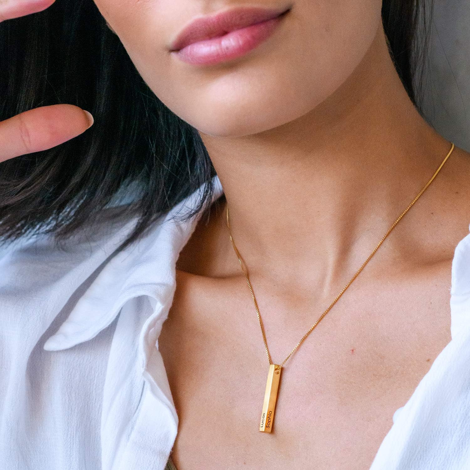 Theo Grace Personalized Totem 3D Bar Necklace with Diamond & Birthstone Option - Dainty Gift for Christmas, Birthday - Custom Jewelry for Her, Women, Mom, Grandma