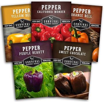 Bell Pepper Seeds Variety Pack Collection 5-Pack Survival Garden Seeds