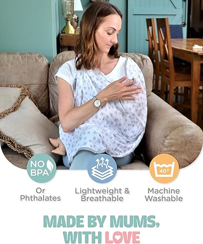 Miniatura 6 de Cheeky Chompers Funda de lactancia de muselina 6 en 1  Manta para recién nacido, paño para eructos, funda para cochecito, lactancia materna