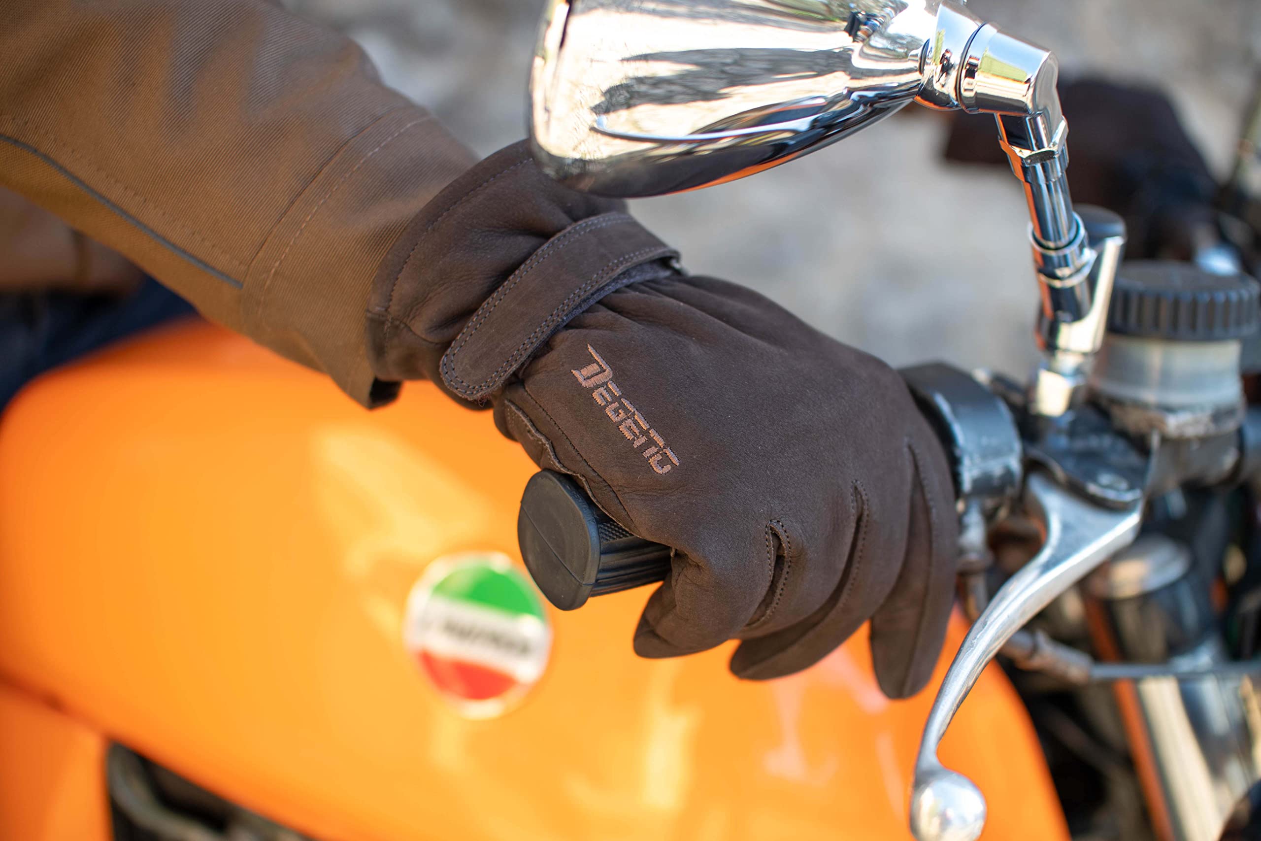 Fear | Guante de Moto Invierno Impermeable y Transpirable - Accesorio Vintage de 100% Piel Vaca con Inserción de Kevvlar en la Palma - Forro Invierno 3M y Protección Homologado CE