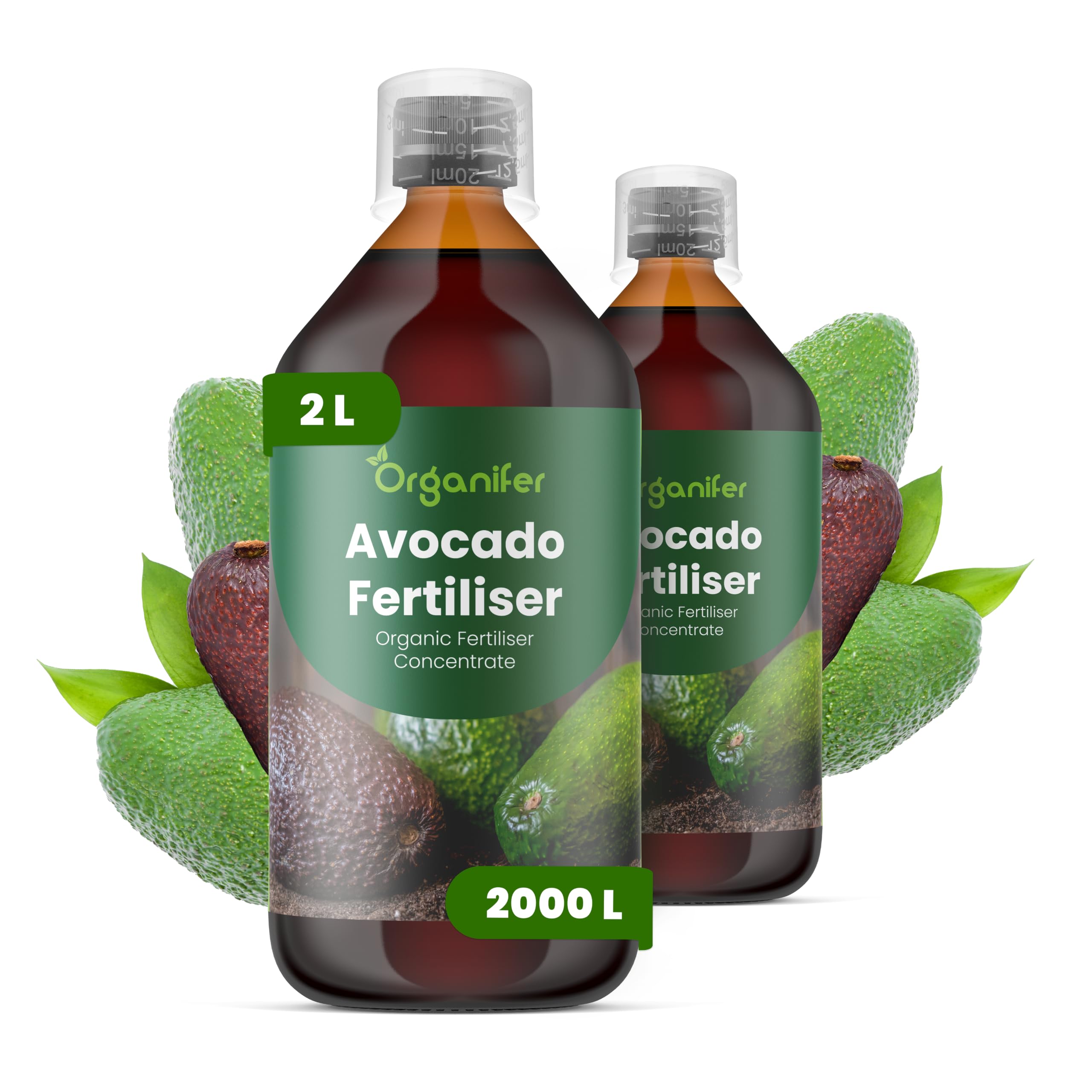 Fertilizante Líquido Para Aguacate - 2x1L - NPK 2-1-8 | Fertilizante Para Árboles Vigorosos Y Hojas Sanas - Favorece Raíces Y Vitalidad - Organifer