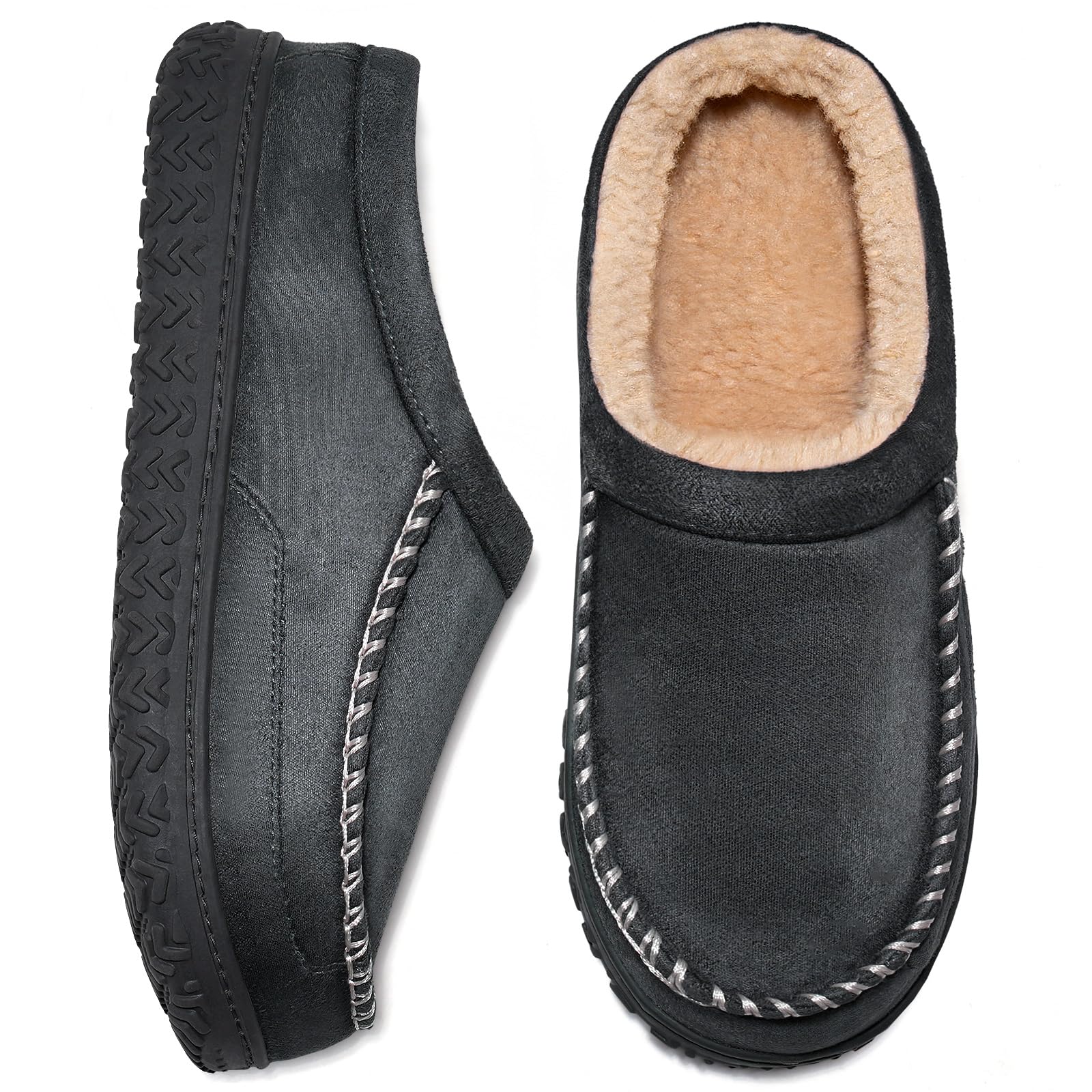 Men's Slippers Memory Foam Warm Comfy House Moc Slippers for Indoor Outdoor