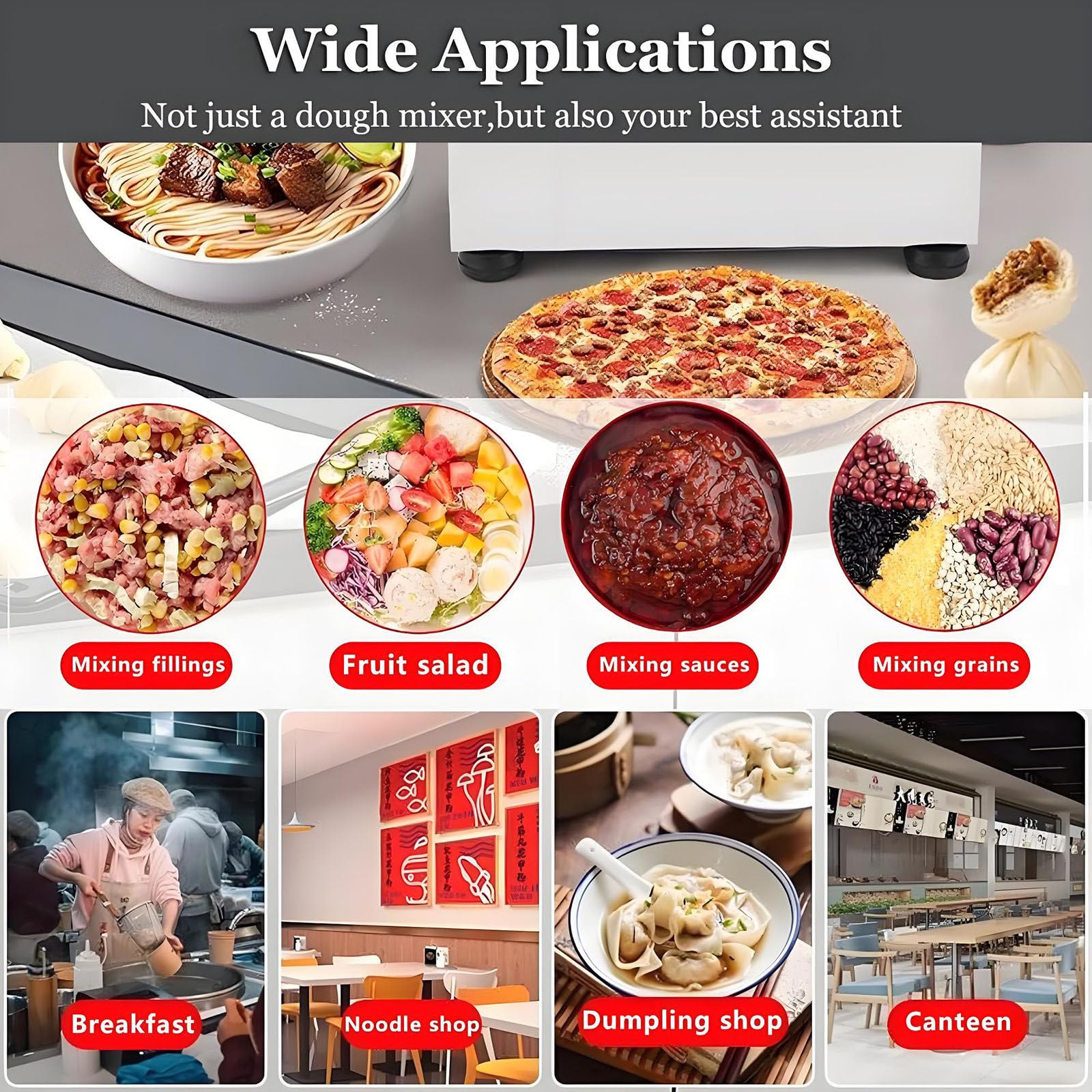 Impastatrice Elettrica, Impastatrice Professionale per Farina, Impastatrice a Spirale per Pizza E Pane, con Funzione di Temporizzazione E Riscaldamento 5kg