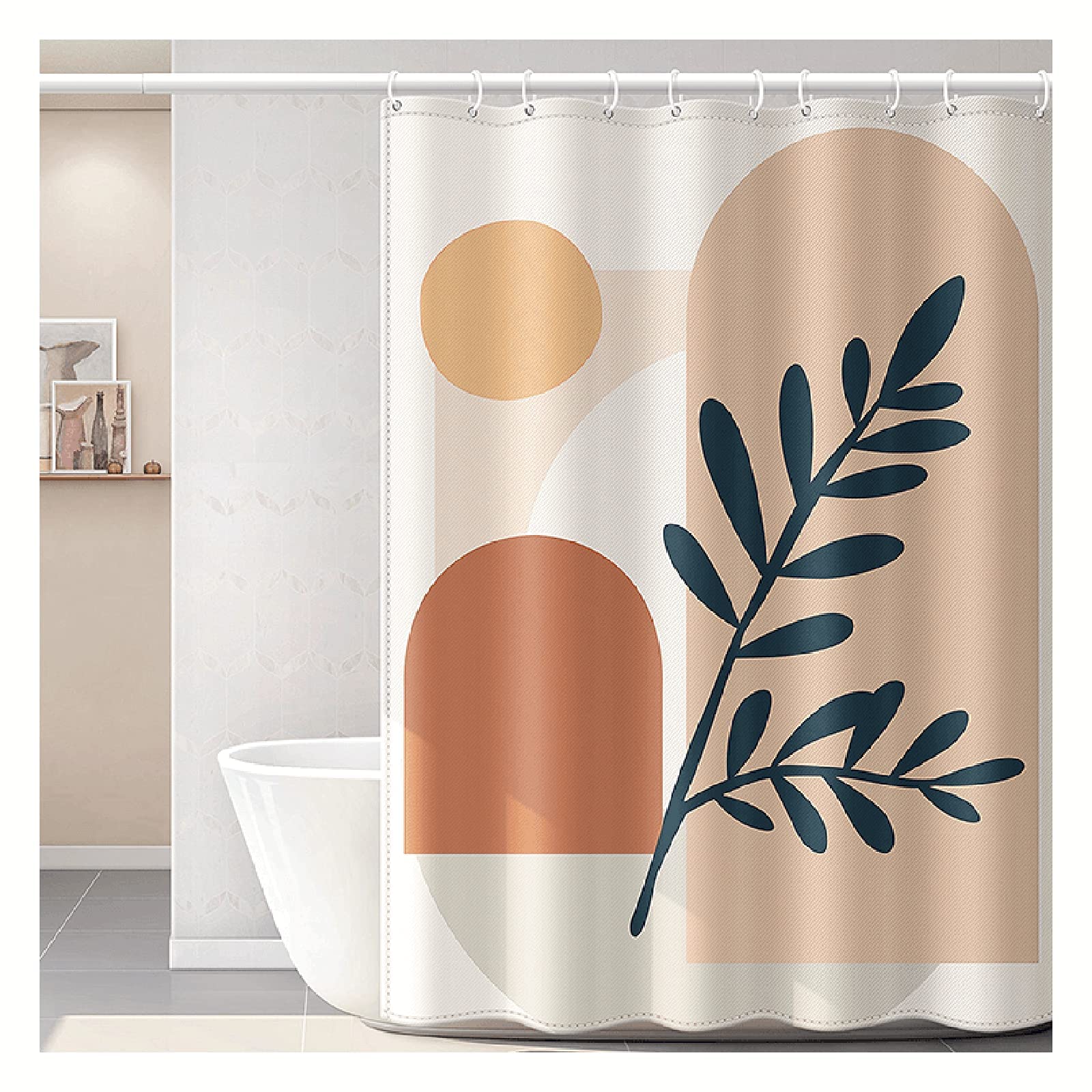 Rideau de douche étanche sans perforation avec tissu épais et durable opaque