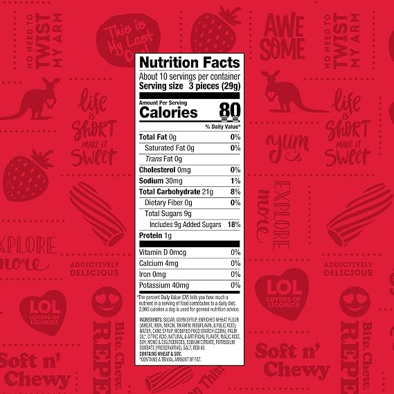 Wiley Wallaby Australian Style Gourmet Licorice, Red Licorice, 10 Ounce Bag